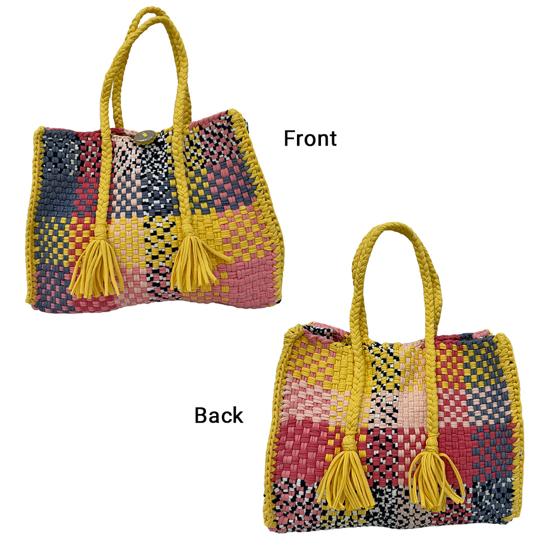Oversized Tote / Hand / Shoulder Yellow, Pink, Stone Blue, Black