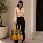 Oversized Tote / Hand / Shoulder Yellow, Pink, Stone Blue, Black