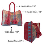 Oversized Tote / Hand / Shoulder Fuchsia Pink, White, Light Blue, Apricot