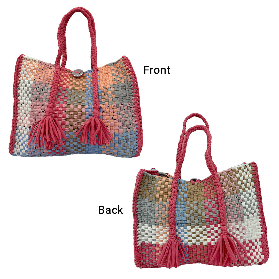 Oversized Tote / Hand / Shoulder Fuchsia Pink, White, Light Blue, Apricot