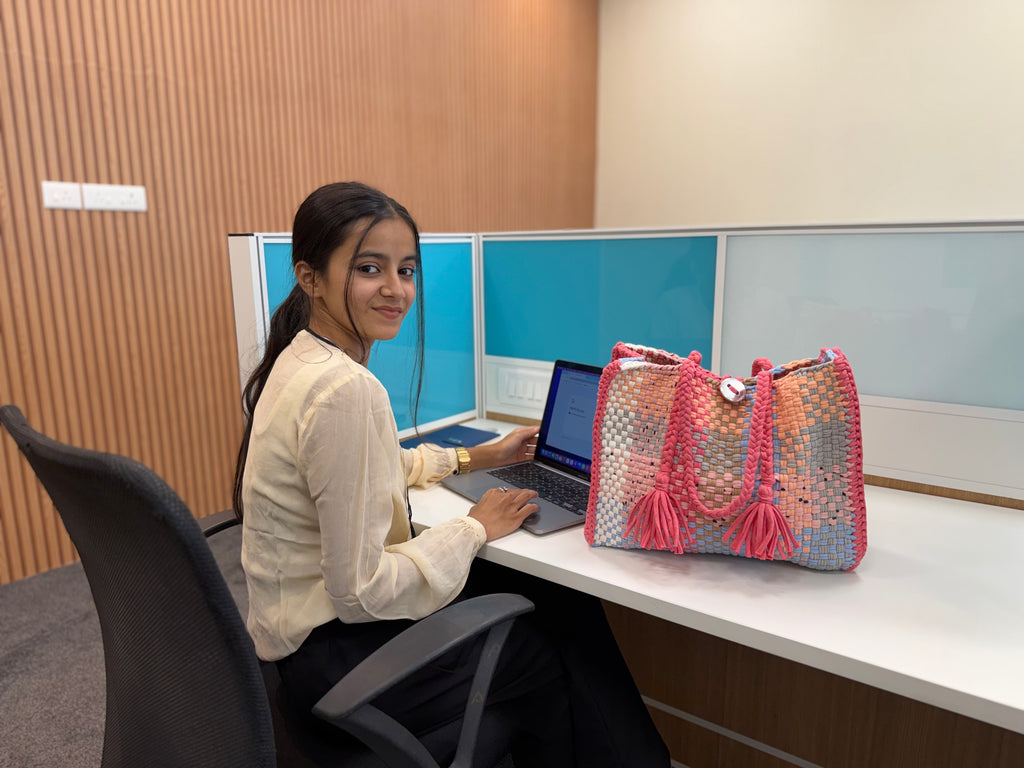 Oversized Tote / Hand / Shoulder Fuchsia Pink, White, Light Blue, Apricot
