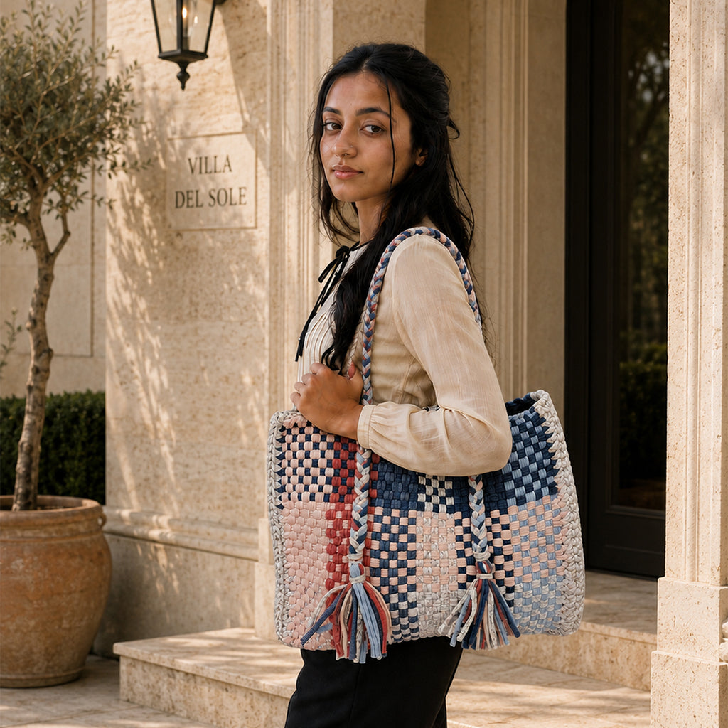 Oversized Tote / Hand / Shoulder Carry Baby Pink, Navy Blue, Light Blue, Coral Pink