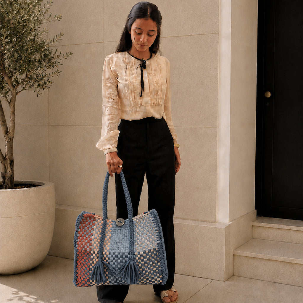 Oversized Tote / Hand / Shoulder Carry Light Blue, Stone Blue, Light Pink, Coral Pink