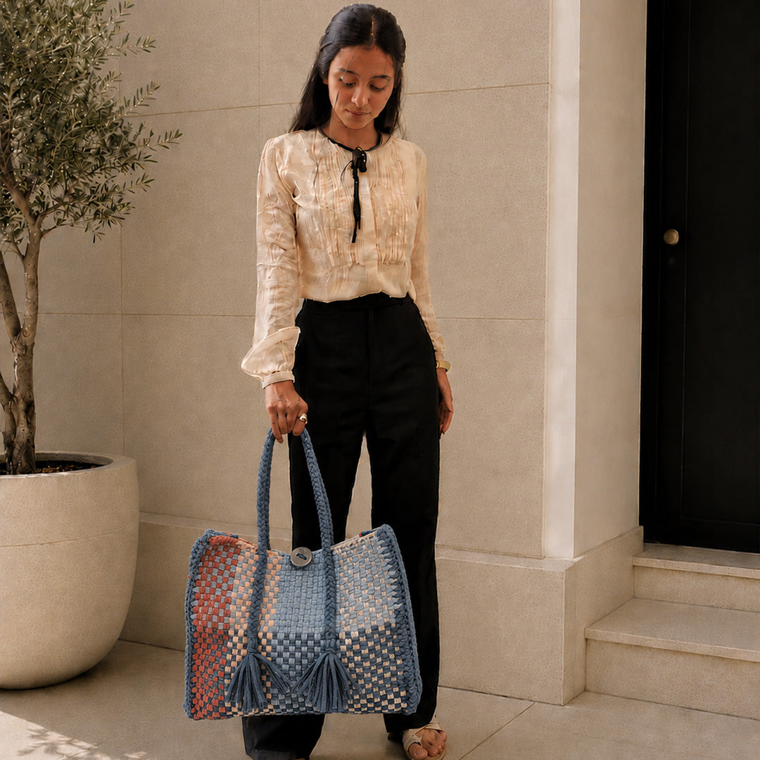 Oversized Tote / Hand / Shoulder Carry Light Blue, Stone Blue, Light Pink, Coral Pink