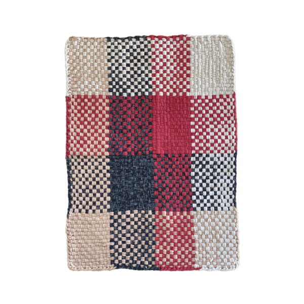 Image of Braided Edged Floor Rug / Throw | Raspberry, Charcoal, Nude, Ecru