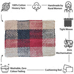Braided Edged Floor Rug / Throw | Raspberry, Charcoal, Nude, Ecru