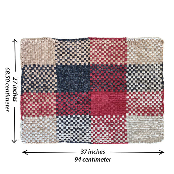 Image of Braided Edged Floor Rug / Throw | Raspberry, Charcoal, Nude, Ecru