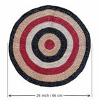 Round Crochet Floor Rug Raspberry Charcoal Nude Ecru