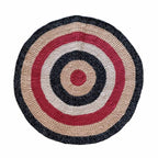 Round Crochet Floor Rug Raspberry Charcoal Nude Ecru