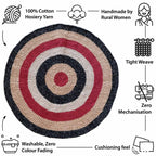 Round Crochet Floor Rug Raspberry Charcoal Nude Ecru