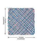 Set of 4 Hand-Woven Square Placemats / Dining Mats Pink Blue White