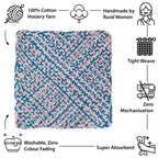 Set of 4 Hand-Woven Square Placemats / Dining Mats Pink Blue White