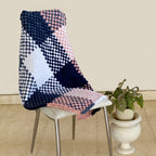 Braided Edged Floor Rug / Throw | Pink, Navy, White