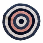 Round Crochet Floor Rug Pink Navy White