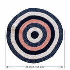 Round Crochet Floor Rug Pink Navy White