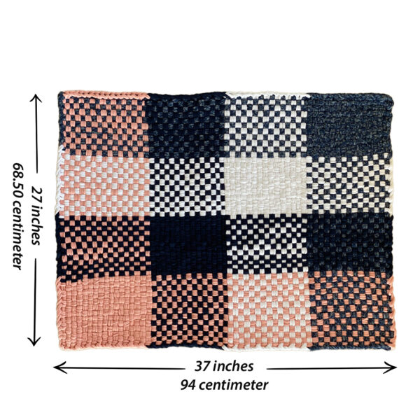 Image of Braided Edged Floor Rug / Throw | Pink, Navy, White