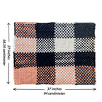 Braided Edged Floor Rug / Throw | Pink, Navy, White