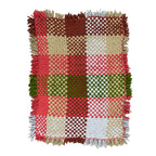 Tassel Floor Rug / Throw Rectangular Coral Green Brown Beige Off White