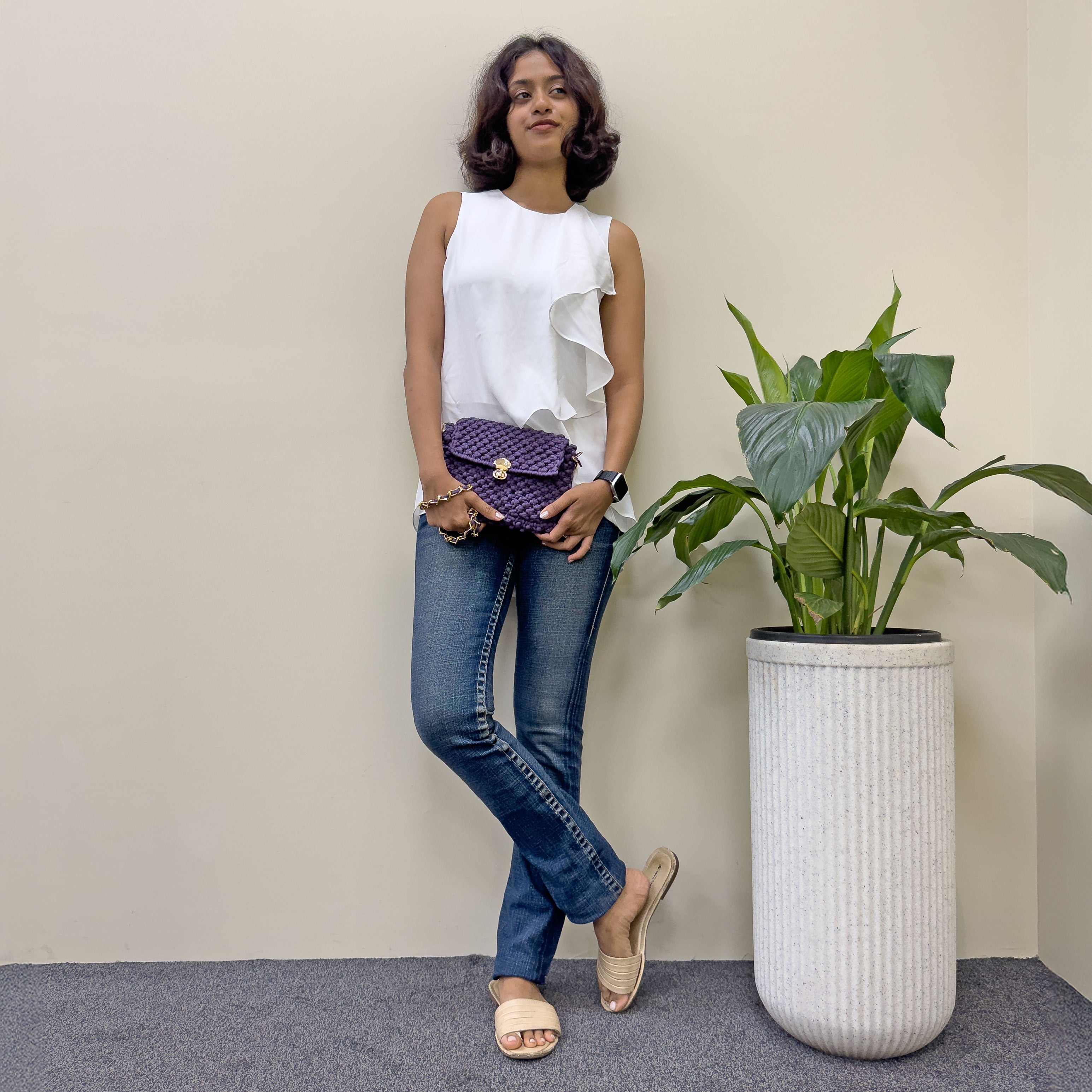 Image of Macrame Sling | Aubergine | Shoulder Sling or Cross body