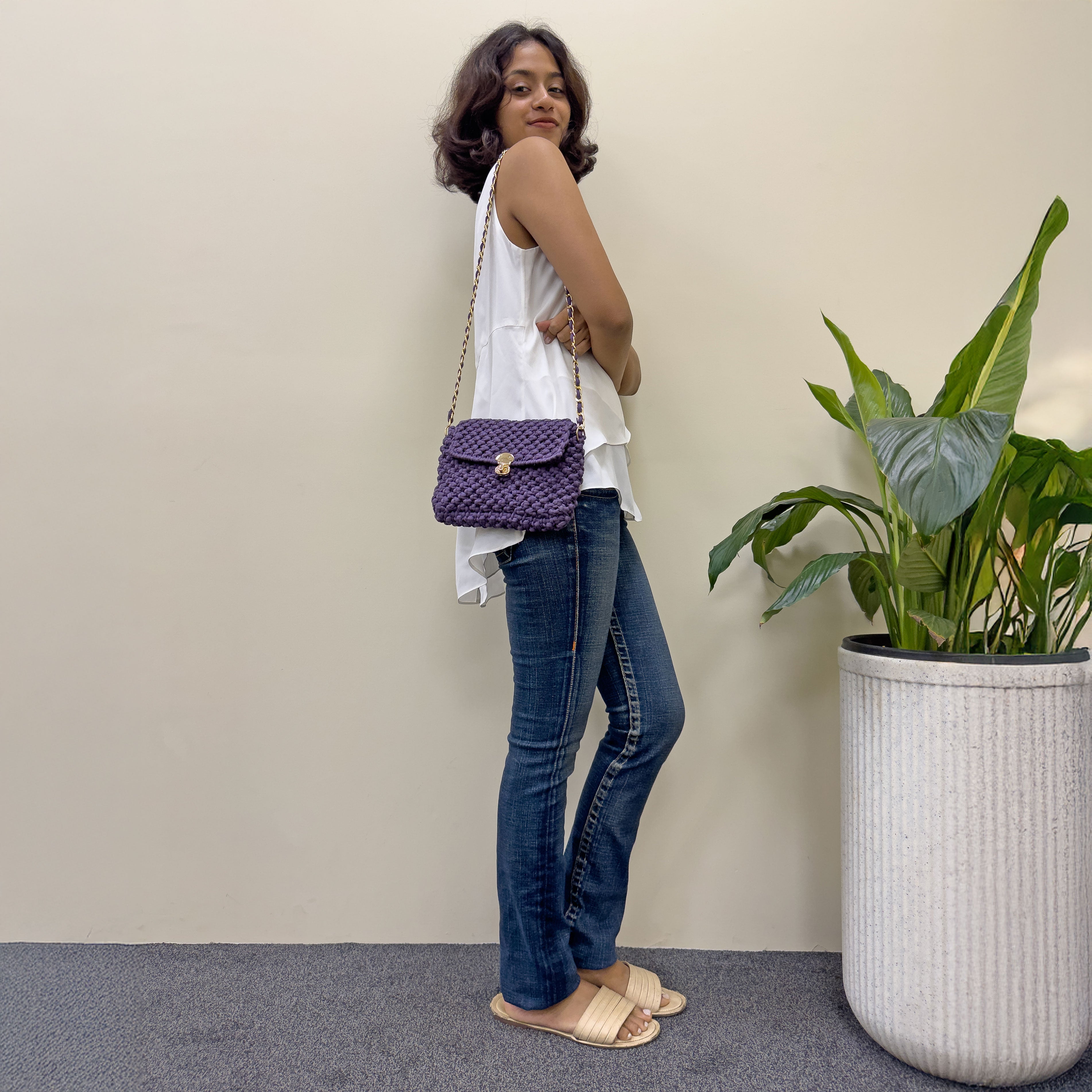 Image of Macrame Sling | Aubergine | Shoulder Sling or Cross body