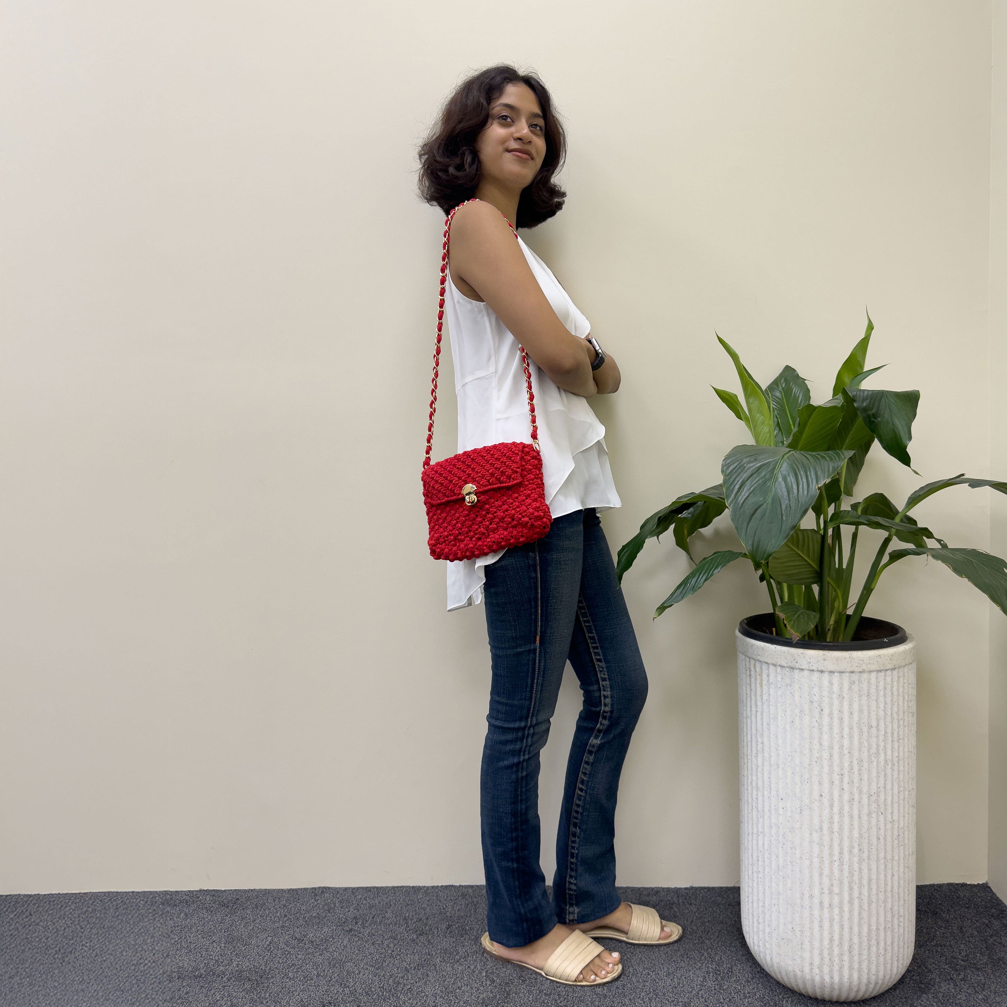 Image of Macrame Sling | Red | Shoulder Sling or Cross body