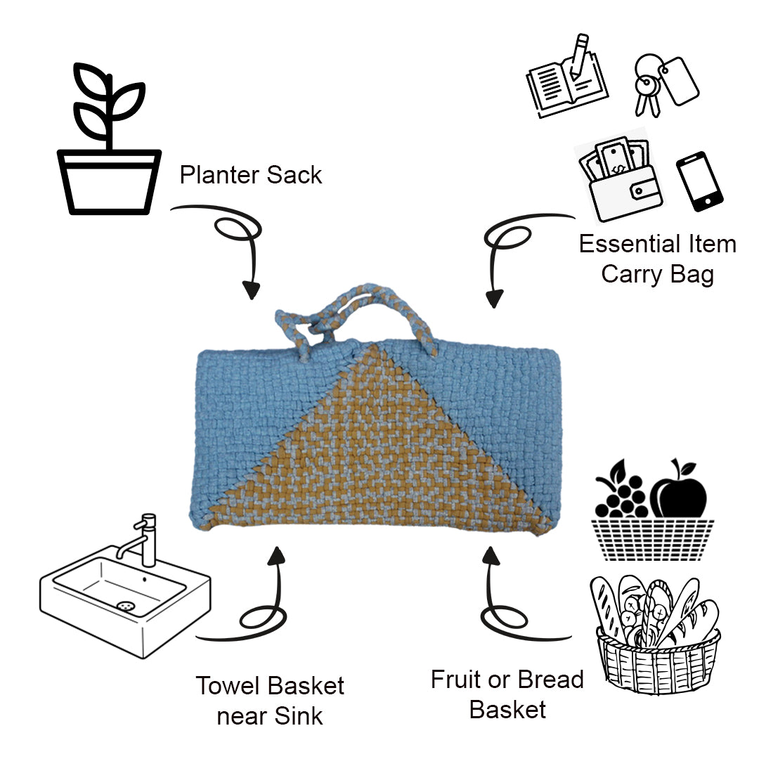 Image of Planter bag | Size: small | Sky Blue, Beige, Grey